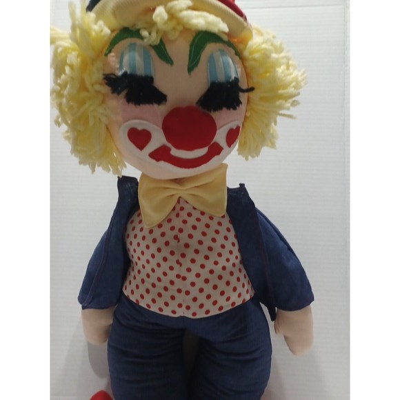 Clown Large Vintage Clown Doll Handmaid Yellow hair Sleeping clown Collectible - Picture 5 of 12